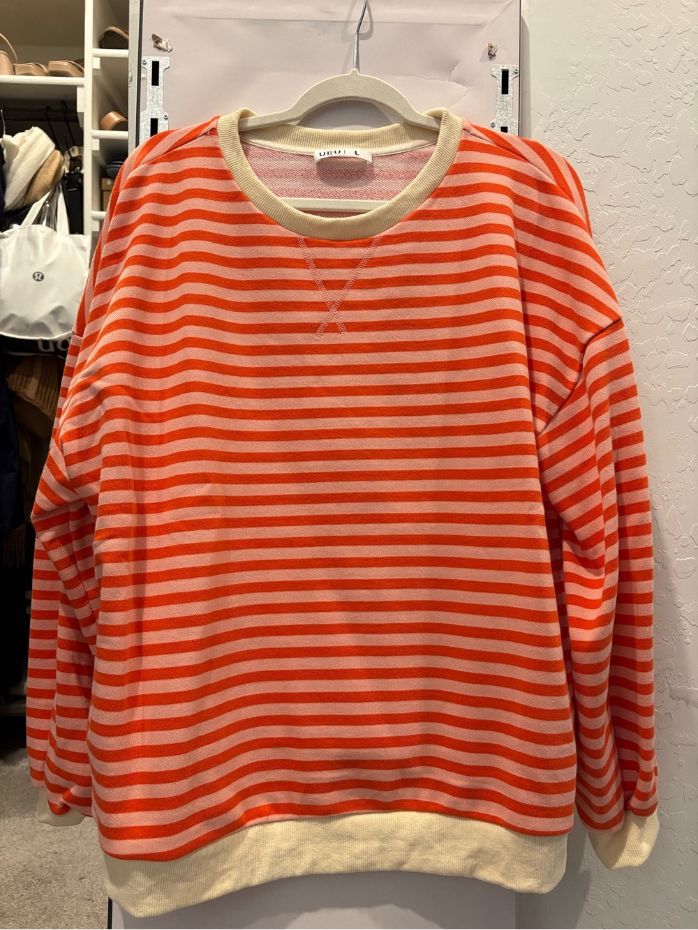 Striped Orange & Cream Crewneck Sweatshirt